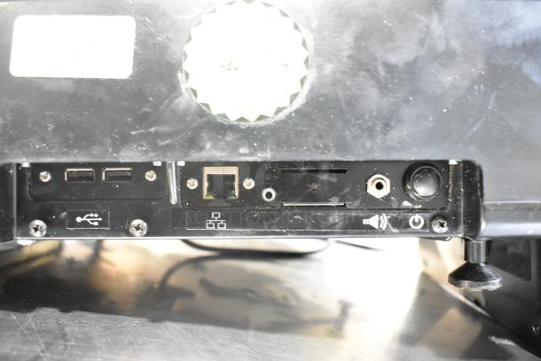 Hobart metal commercial countertop scale, black finish, 120/208-240 Volts, 1 Phase, USB and network ports visible.