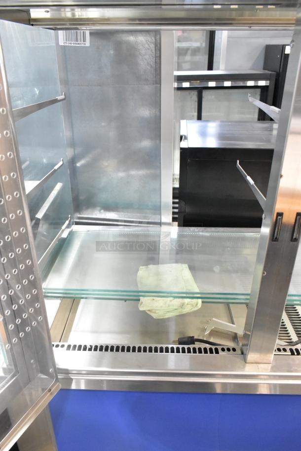 Piper Products 4-OTR-2 stainless steel cold food display case, elite model, 208 volts, glass shelving, excellent condition.
