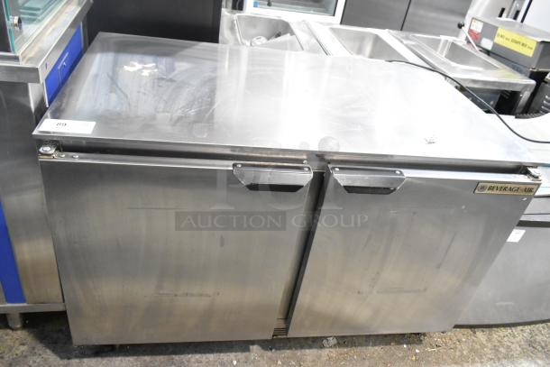 Beverage Air UCR48A stainless steel 2-door undercounter cooler, commercial model, 115 volts, 1 phase, used condition.
