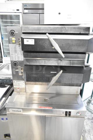 Cleveland PGM3002 Stainless Steel 16 Pan Pressure Steamer, natural gas, 300,000 BTU, with boiler base, commercial use.