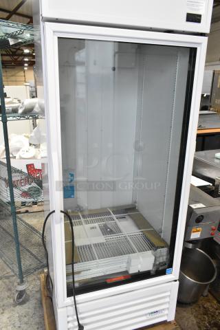 Brand new True TSCI-600R-G-PH single door cooler merchandiser with poly coated racks, 115V, 1 phase.