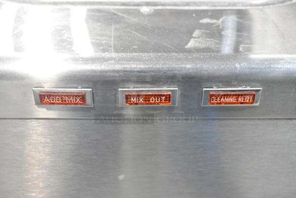 Taylor 340-27 stainless steel frozen beverage machine with mixer, featuring "ADD MIX," "MIX OUT," and "CLEANING REQD" indicators.