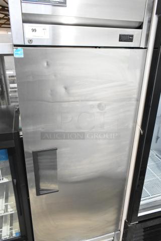 True T-19F-HC stainless steel commercial freezer with poly coated racks, single door, energy efficient, 115V, 1 phase.