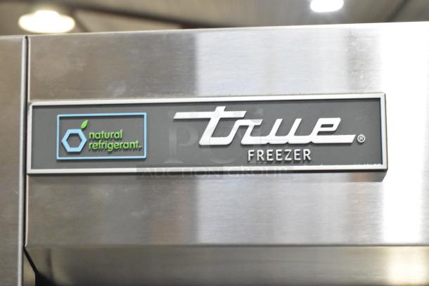 True T-19F-HC Stainless Steel Commercial Freezer, single door, poly-coated racks, natural refrigerant label.