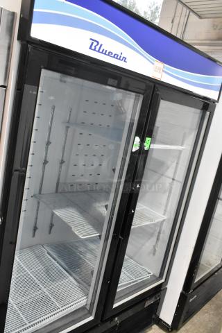 2021 Blue Air BKGM49-HC 2-door commercial cooler with glass doors, poly-coated racks, 115 volts, 1 phase.