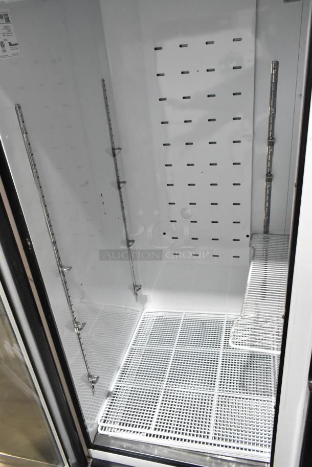2021 Blue Air BKGM49-HC 2 Door Reach-In Cooler with poly-coated racks, 115V, commercial-grade, excellent condition.