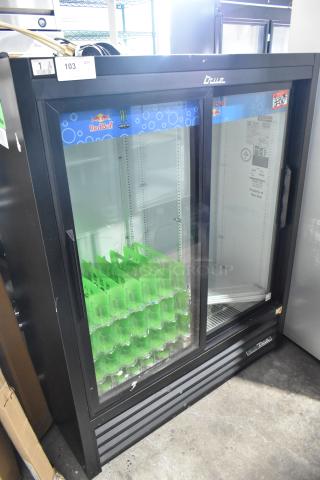 2020 True GDM-41SL-60-HC-LD  Metal Commercial 2 Door Reach In Cooler Merchandiser w/ Poly Coated Racks. 115 Volts, 1 Phase. Tested and Working! - Item #1221911