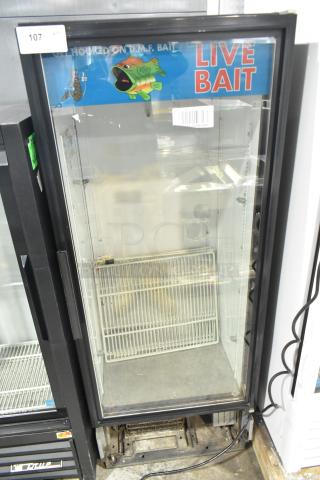 True GDM-12 Metal Commercial Single Door Reach In Cooler Merchandiser w/ Poly Coated Racks. 115 Volts, 1 Phase. Tested and Powers On But Does Not Get Cold - Item #1221915