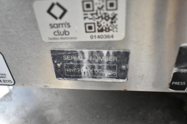 Serial number plate of a 2017 Turbochef HhC2020 rapid cook conveyor oven. Sam's Club label visible.