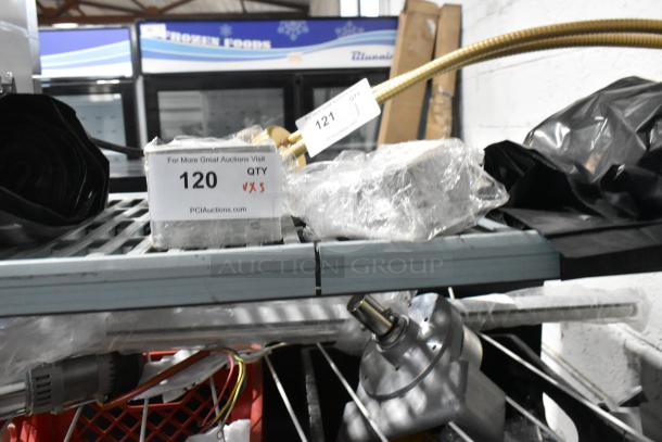 Three items including 600PTDBRKT Regency top bracket for traffic doors, 600PTDBRKTLR Regency lower bracket, Fenway control.