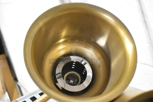 CK7413B0698 Metal 2 Head Warming Lamp, 120 Volts, 1 Phase, features a brushed brass finish for efficient heat distribution.