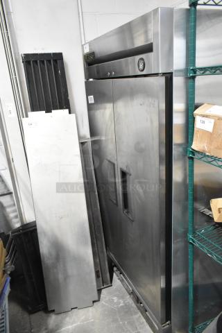 True T-35-HC Stainless Steel Commercial 2 Door Reach In Cooler w/ Poly Coated Racks. 115 Volts, 1 Phase. Cannot Test Due To Cut Power Cord - Item #1221933