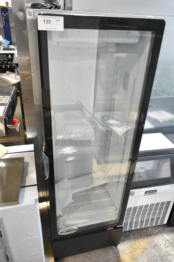 Brand new KoolMore KM-MDR-1GD-10C commercial display merchandiser fridge, scratch and dent, 115V, 1 phase.
