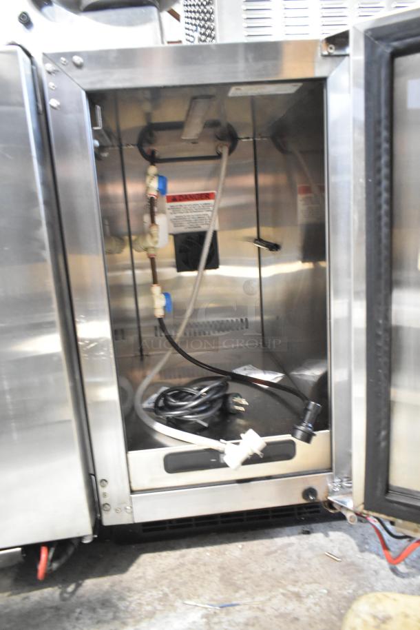 2019 Uline JADE515-SS11A stainless steel cold brew nitro dispenser, 115V, 1 phase, interior view, open door.