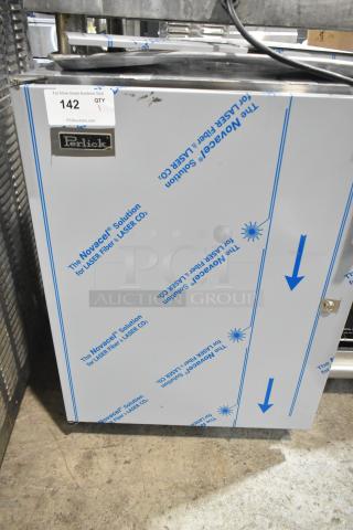 Brand new Perlick HC24RS4S-00-SLCLR stainless steel undercounter cooler, single door, 115V, 1 phase, with protective film.