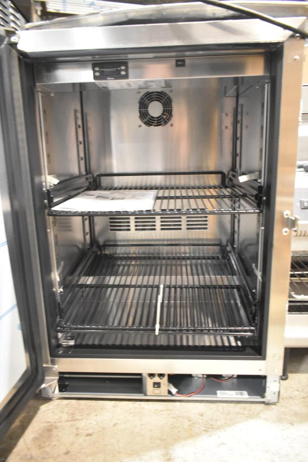 Perlick commercial single door undercounter cooler, model HC24RS4S-00-SLCLR, stainless steel, brand new, 115 Volts, 1 Phase.