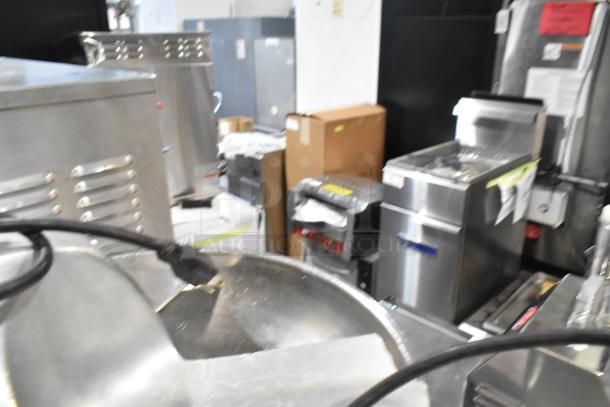 Hobart 84186 metal commercial buffalo chopper, 115 volts, 1 phase, shown with stainless steel construction and electrical cord.