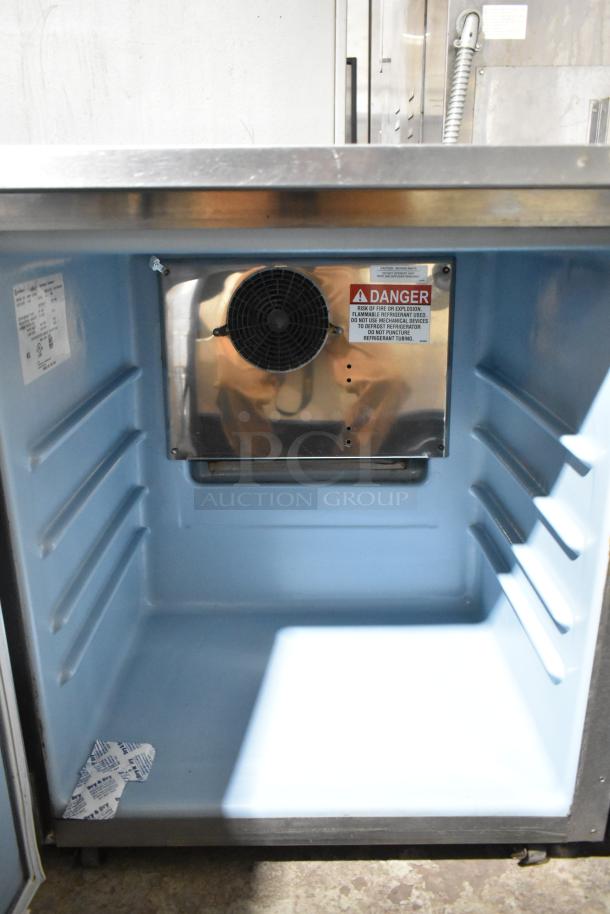 2016 Delfield 406P-STAR2 stainless steel undercounter cooler. Single door, interior fan, warning label. 115V, 1 phase.