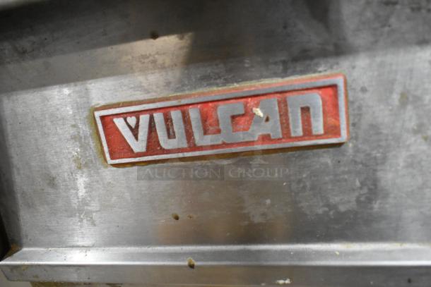 Vulcan 1GR35M stainless steel commercial fryer, natural gas, 80,000 BTU, logo visible. Used condition.
