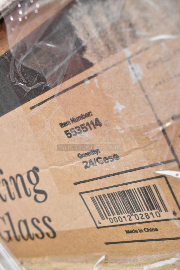 Cardboard box with item number 5535114 and quantity 24 per case. Includes glasses, cutting board, coil, plates. Made in China.