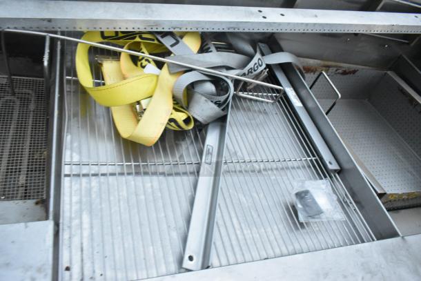 Giles EOF-24 stainless steel 3-bay deep fat fryer with dumping station on casters. Features 480V, 3-phase power.