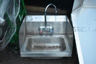 Stainless Steel Single Bay Sink w/ Faucet, Handles and Side Splash Guards. - Item #1222077