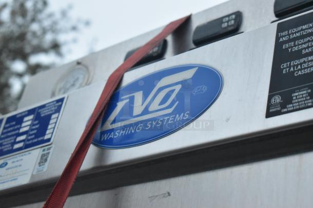 LVO FL14G stainless steel pot and pan washer, 460V, 3 phase, with logo and operational labels visible.