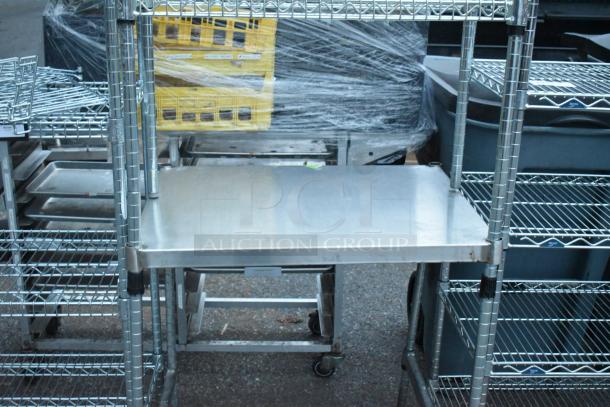 Chrome finish 3-tier wire shelving unit with durable construction. Buyer must dismantle for shipping. Consider freight charges.