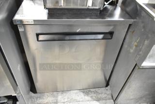 2021 Delfield 406P-STAR2 stainless steel undercounter cooler, single door, on commercial casters, 115 Volts, 1 Phase.