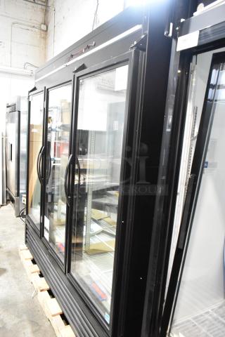 BRAND NEW SCRATCH AND DENT! 2025 True GDM-72-HC Metal Commercial 3 Door Reach In Cooler Merchandiser w/ Poly Coated Racks. 115 Volts, 1 Phase. Tested and Powers On But Does Not Get Cold - Item #1222039