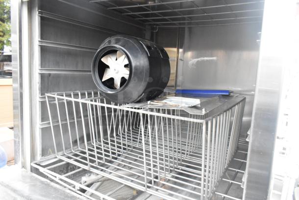 LVO FL14G stainless steel pot and pan washer, commercial floor style, in excellent condition, 460V, 3 phase, interior view.