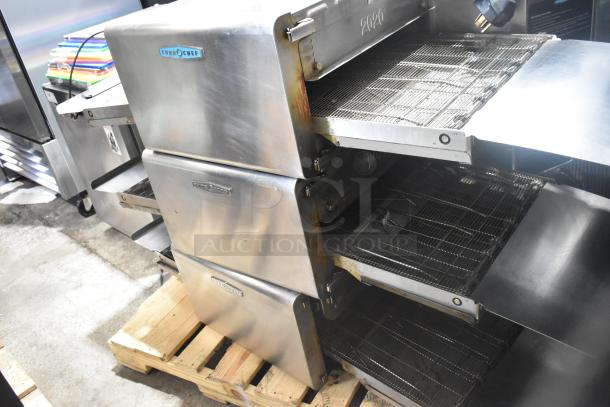 Three 2017 Turbochef HhC2020 stainless steel commercial conveyor ovens, electric, 208/240V, 3-phase, on pallet.