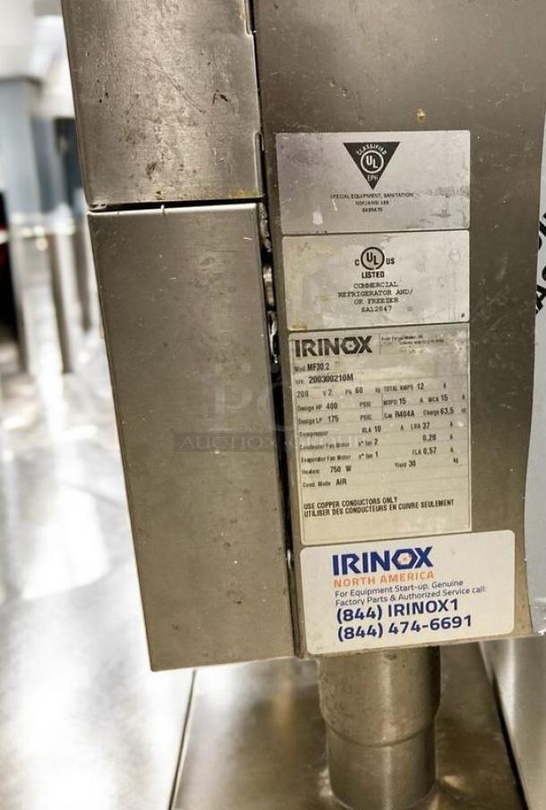 IRINOX MF 30.2 commercial blast chiller, model 20390320LM, in superb condition with visible UL certification label.