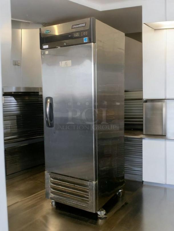 AvantEDGE F23-S single door commercial freezer in outstanding condition, 115V, fully tested, stainless steel, visible model label.
