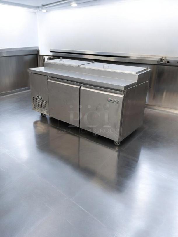 70" refrigerated sandwich prep table, model KRR70X, in superb condition. Stainless steel, fully tested and working.