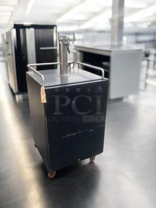 EdgeStar BR7001BL kegerator, commercial beer cooler, excellent condition, 115V, with tap system, label indicates fully tested.