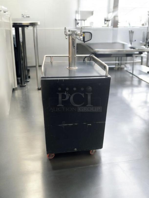 EdgeStar BR7001BL kegerator beer cooler, outstanding condition, black finish, stainless steel tap, 115V, fully tested.