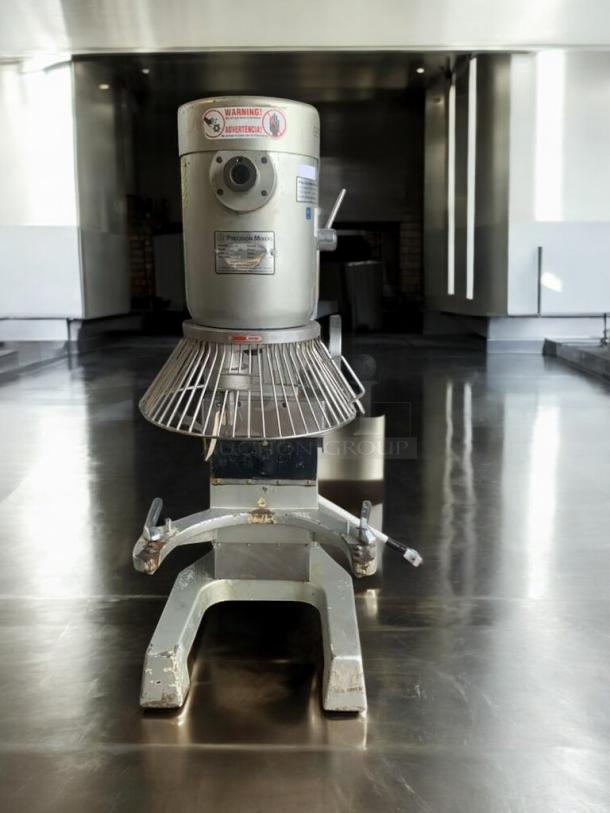 Precision Mixers HD-60, 60-quart dough mixer in outstanding condition. Features safety labels, 220V, fully tested, working.