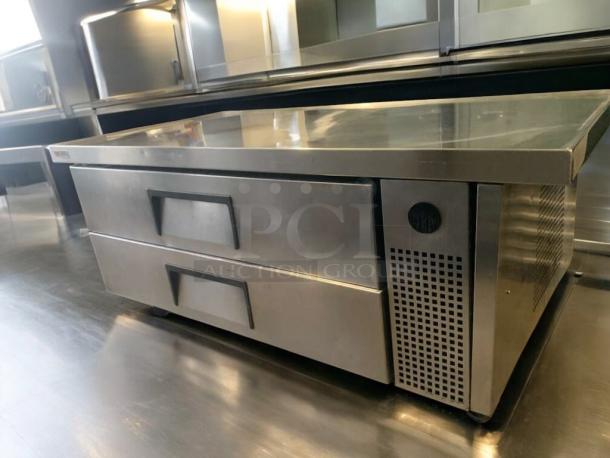 Pristine True TRCB-52-60 refrigerated chef base, stainless steel, two drawers, 115V, fully tested, excellent condition.