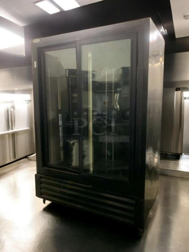 Bush Refrigeration FS52GD two-door glass display cooler, 115V. Outstanding condition, fully tested. Camden, NJ, USA.