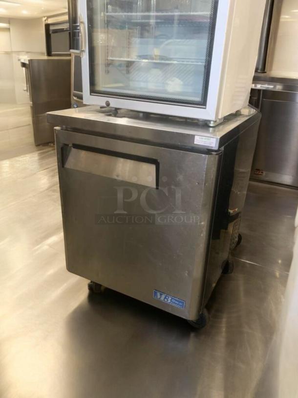 Turbo Air MUF-28 under-counter freezer, stainless steel, prime condition, 115V, fully tested, label visible on bottom.