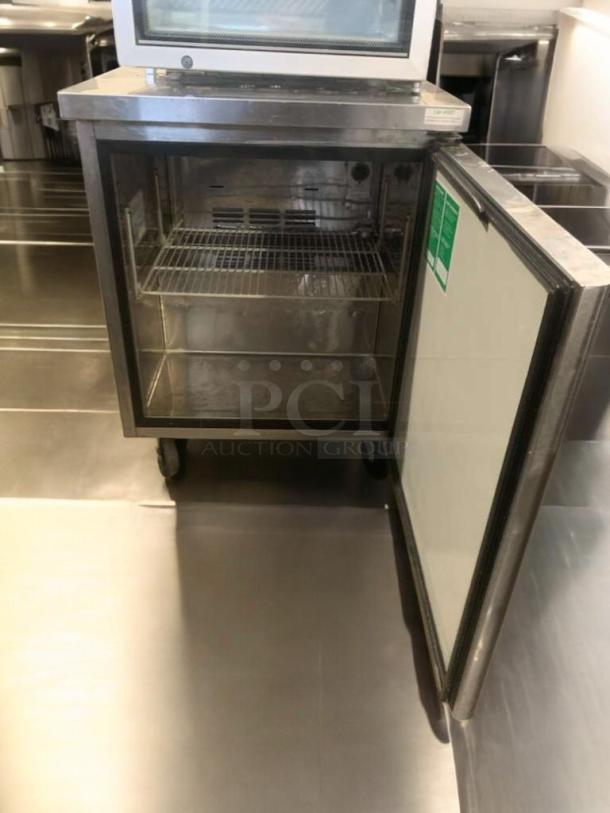 Turbo Air MUF-28 under-counter freezer, stainless steel, open door, interior shelves, 115V, tested, prime condition.