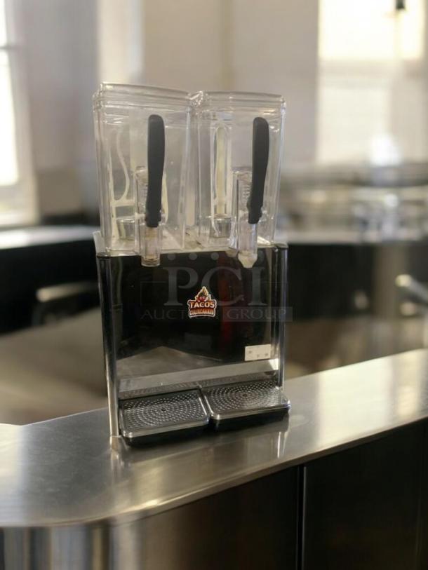 COMAI LYJ/LYP12LX2 cold drink dispenser, immaculate condition, dual containers, tested and working, 110-130V, logo on front.