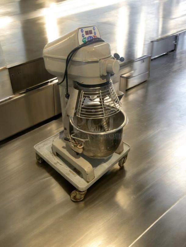 Globe SP20 20 Qt Commercial Planetary Mixer in exceptional condition, fully tested and working, with visible control panel and mixing bowl.