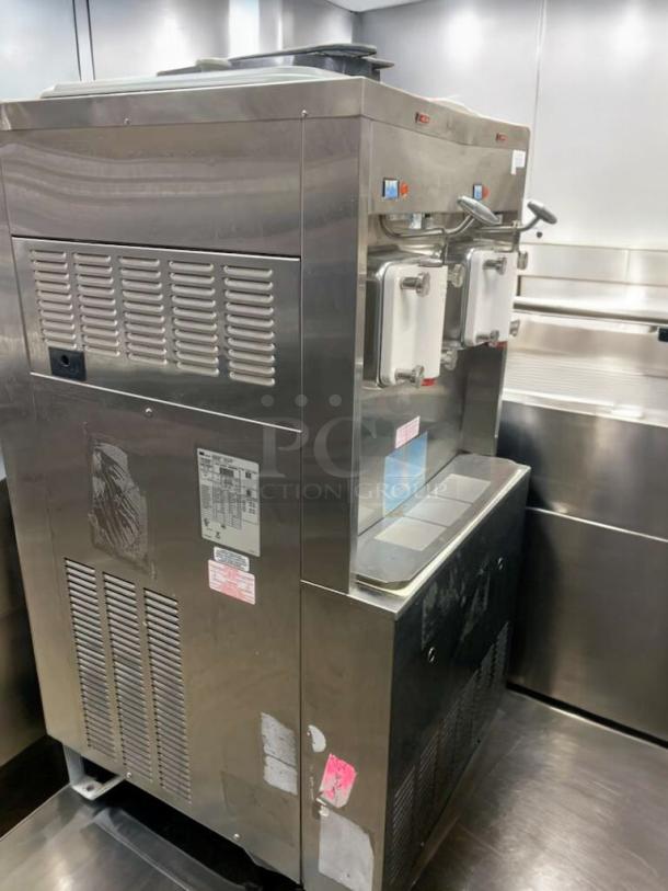 Taylor 772-63 dual soft serve ice cream machine, prime condition, fully tested, 460V, stainless steel, visible control panel.