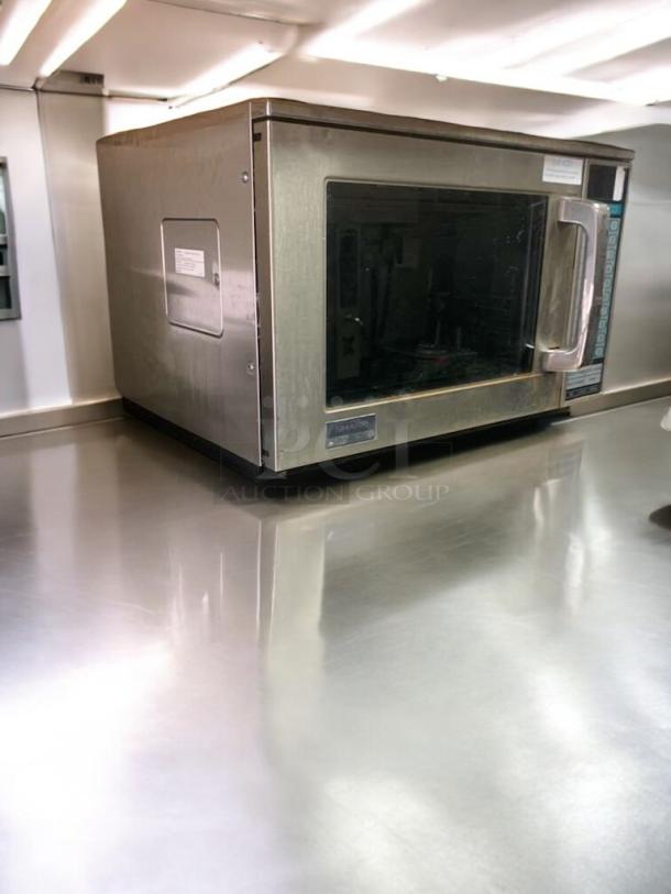 Sharp commercial microwave, stainless steel, heavy-duty model, prime condition, fully tested, operational features.