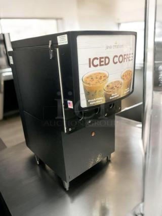 GoodWest GW2/GW3 iced coffee dispenser, 115V, in prime condition. Features iced coffee graphic, fully tested and working.