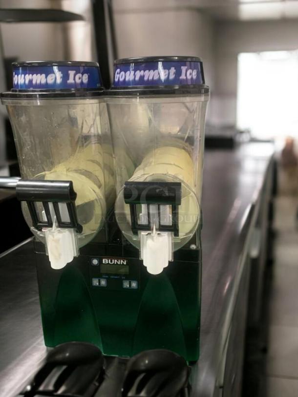 BUNN Ultra-2 Gourmet Ice Machine in immaculate condition, double dispenser, fully tested and working, labeled "Gourmet Ice."