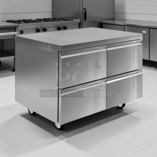 Delfield D4448NP 48" flat top undercounter refrigerator with 4 drawers, in great condition, tested and working.