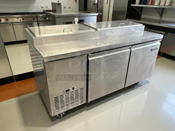 Kintera KRR70X two-door pizza prep refrigerator in great condition, 115V, stainless steel, fully tested and working.